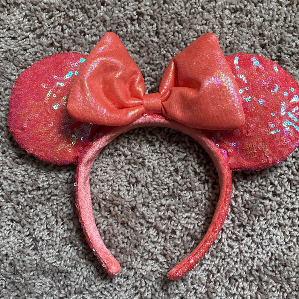 Coral Minnie Mouse Ears
